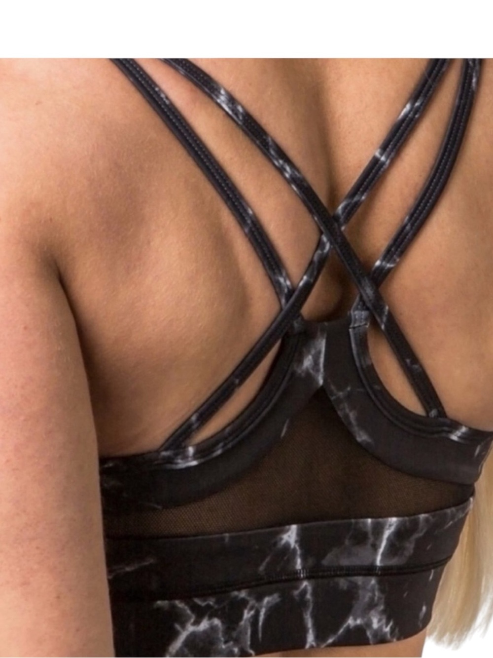 NWT Buffbunny Collection Black Marble Strappy Sports Bra Size Small Activewear - Picture 3 of 6